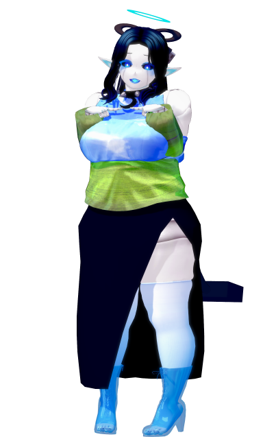 a render of umi touching their pointer fingers together shyly.